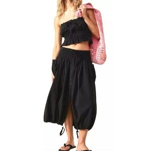 FREE PEOPLE FREE-EST ALL THE THINGS MIDI SKIRT In BLACK SZ M NWOT